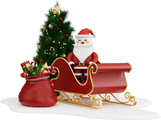 3D Christmas illustration  with santa sleigh