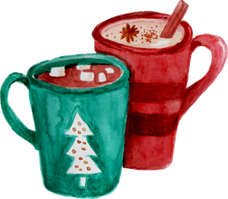 Handpainted Watercolor Christmas Hot Beverages