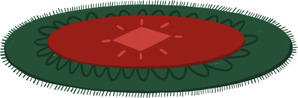 Red and Green Rug Carpet Illustration